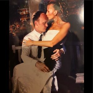 BCBG White Gown with Black Bow